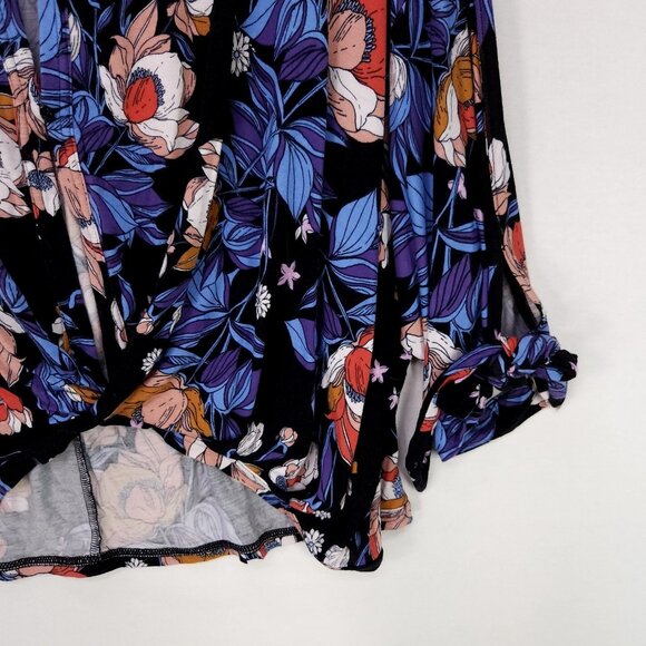 Free People Keepin' On Tee Tropical Blouse Size Large Dolman 3/4 Sleeve Floral - Picture 8 of 15